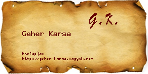 Geher Karsa névjegykártya